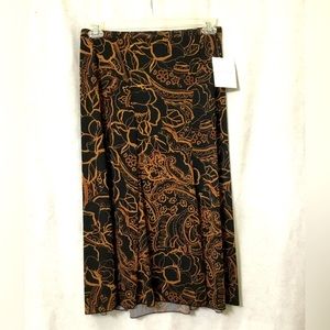 Emma James~A-Line Skirt Women's Small~Black Brown Floral Midi Career Wear